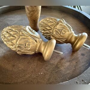 Elegant Gold Wood Decorative Finials, New